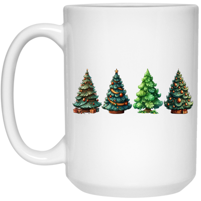 Xmas Tree, Set Of Christmas Trees, Four Xmas Trees, Merry Christmas, Trendy Chrismas White Mug