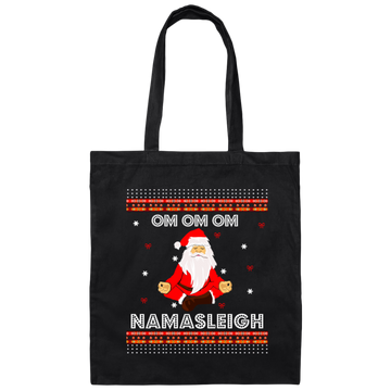 Funny Santa Yoga Namasleigh Ugly Sweater Jumper Christmas Canvas Tote Bag