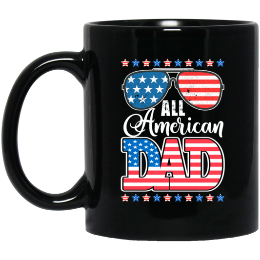 Father's Day, All American Dad, American Sunglasses Black Mug