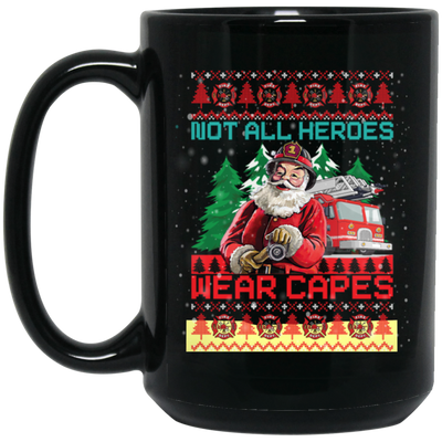 Not All Heroes Wear Capes Christmas, Santa Claus, Xmas Gift Black Mug