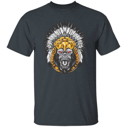 Gorilla Wearing Aztec Headdress, Scare Of Giant Gorilla, Aztec Headdress Unisex T-Shirt