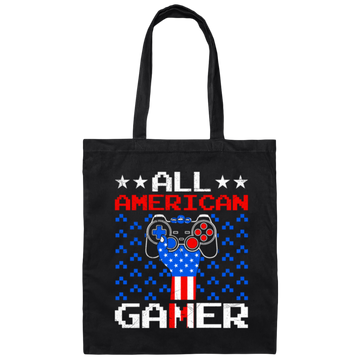 All American Gamer, America Gaming, American Flag Canvas Tote Bag