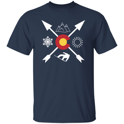 Denver Colorado, Snowboarding Direction, Sun Snow And Mountain Unisex T-Shirt