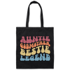 Auntie Godmother Bestie Legend, Retro Mother Gift Canvas Tote Bag