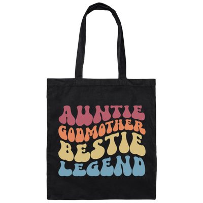 Auntie Godmother Bestie Legend, Retro Mother Gift Canvas Tote Bag