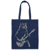 Cat Artist, Cat Guitarist, Love Music, Love Guitar, Music Lover Canvas Tote Bag