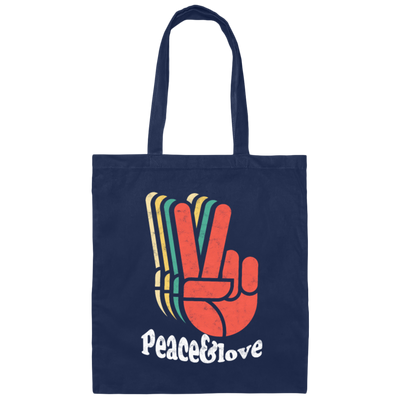 Retro Peace Love 60's 70's Hippie, Vintage Inspired Canvas Tote Bag