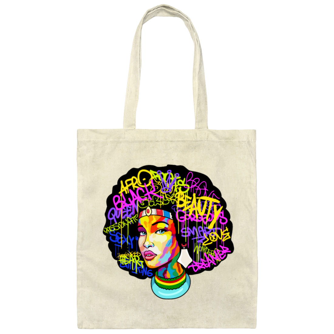 African Woman, Black Hair Lover, Best Black Queen, Black History Canvas Tote Bag
