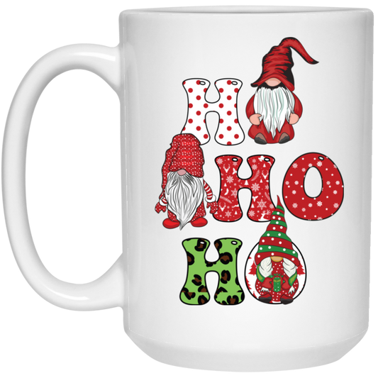 Ho Ho Ho, Xmas Gnome, Merry Christmas, Cute Gnome White Mug