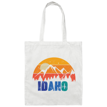 Retro Vintage Idaho With Mountain And Forest Canvas Tote Bag