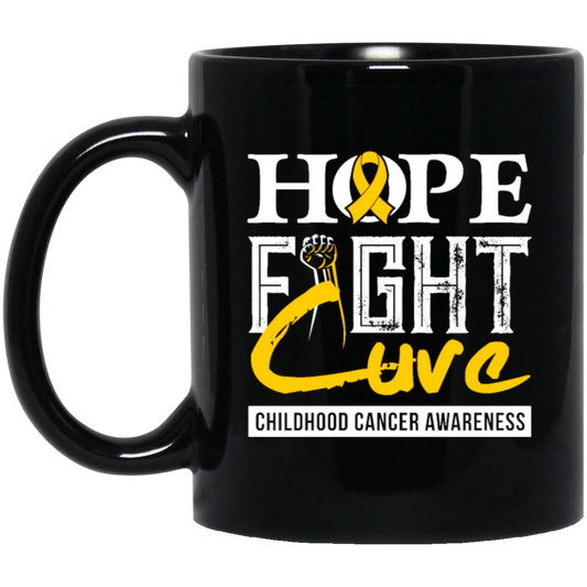 Childhood Cancer Awareness, Hope Fight Cuve, Healing Childhood Black Mug