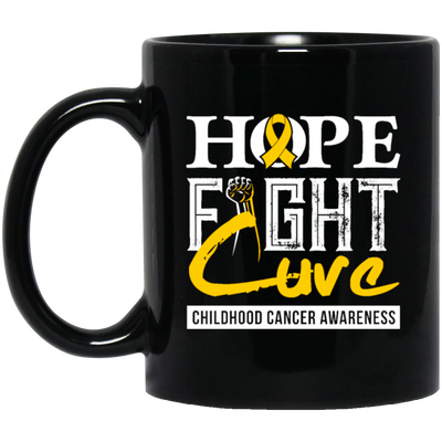 Childhood Cancer Awareness, Hope Fight Cuve, Healing Childhood Black Mug