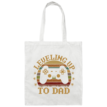Retro Leveling Up To Dad New Parent Gamer Canvas Tote Bag