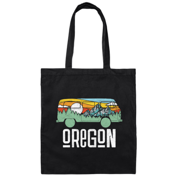 Oregon Love Gift, Outdoor Hippie, Van Nature Retro, National Park Canvas Tote Bag