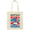 American Mama, Mother's Day, American Messy Bun Canvas Tote Bag