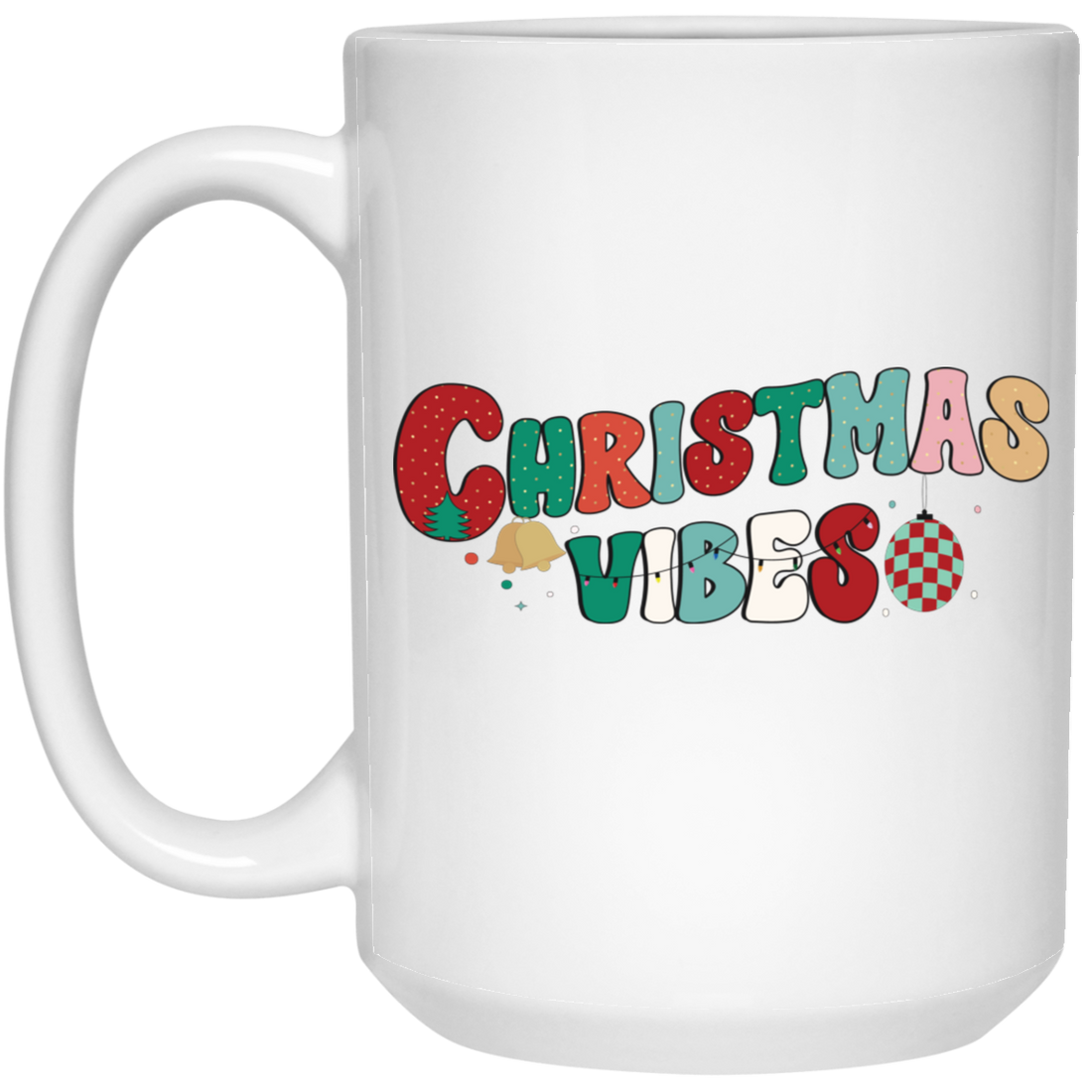 Christmas Vibes, Retro Christmas, Merry Christmas, Trendy Christmas White Mug