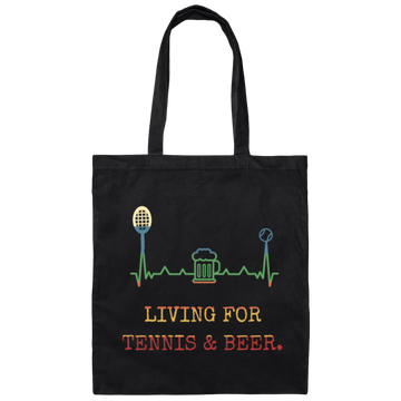 Retro Living for Tennis and Beer Funny Tennis Gift Canvas Tote Bag