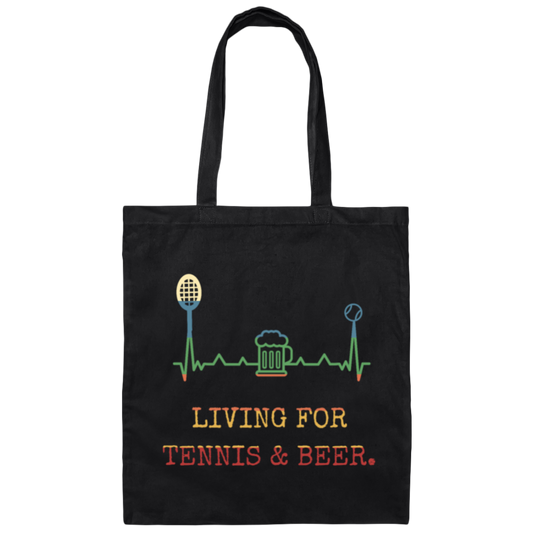 Retro Living for Tennis and Beer Funny Tennis Gift Canvas Tote Bag