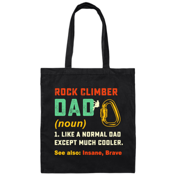 Dad Rock Climbing Shirt, Vintage Mountain Climbing Tools Canvas Tote Bag