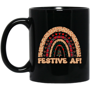 Festive Af, Love Christmas, Merry Christmas Black Mug
