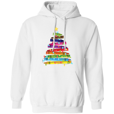 Crayon Xmas Tree, Crayon-mas Tree With Light Line, Merry Christmas, Trendy Christmas Pullover Hoodie