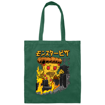 Love Pizza, Monster Pizza, Monster In City, Pizza Destroy City, Japanese Style Canvas Tote Bag