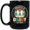 Promoted To Daddy, Retro Dad And Son, Father's Day Gifts Black Mug