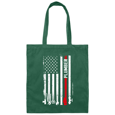 Plumber Gift Lover American Flag My Plumber Canvas Tote Bag