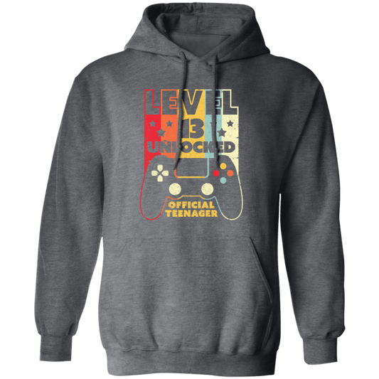 Level 13 Unlocked, Official Teenager 13th, Funny Birthday Gift, Best 13th Pullover Hoodie