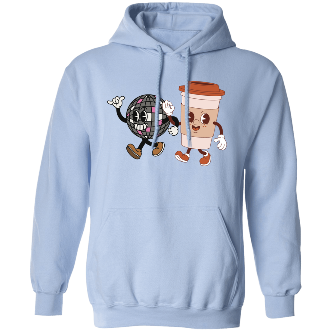 Disco Ball With Coffee Cup, Friends Lover, Coffee Lover Pullover Hoodie