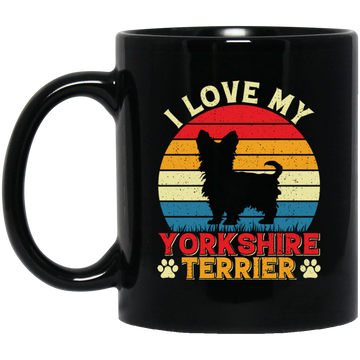 I Love My Yorkshire Terrier, Retro Yorkshire, Yorkshire Silhouette Black Mug