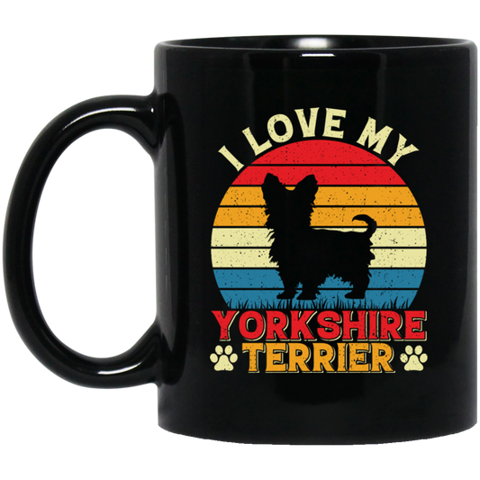 I Love My Yorkshire Terrier, Retro Yorkshire, Yorkshire Silhouette Black Mug