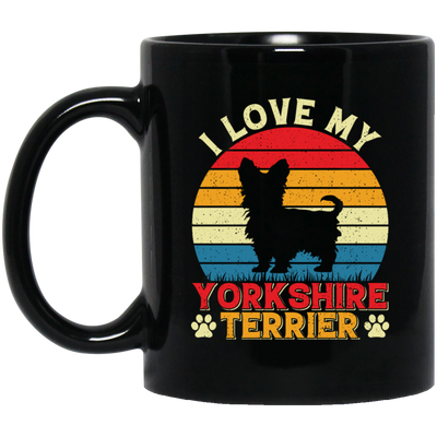 I Love My Yorkshire Terrier, Retro Yorkshire, Yorkshire Silhouette Black Mug