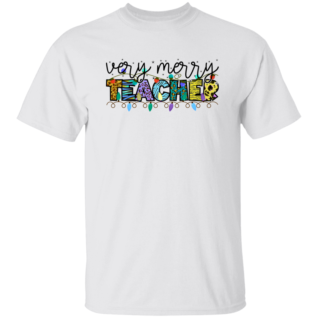 Very Merry Teacher, Merry Christmas, Trendy Christmas, Xmas Lights Unisex T-Shirt