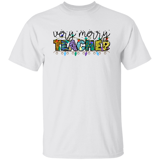 Very Merry Teacher, Merry Christmas, Trendy Christmas, Xmas Lights Unisex T-Shirt