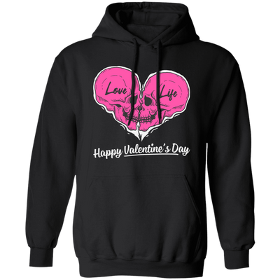 Love Life, Happy Valentine's Day, Skull In Heart Shape, Trendy Valentine Pullover Hoodie