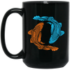 Koi Fish, Two Fishes Together, Good Luck, Prosperity, Perseverance Black Mug