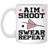 Aim Shoot Swear Repeat, Love Billiard, Billiard Lover White Mug