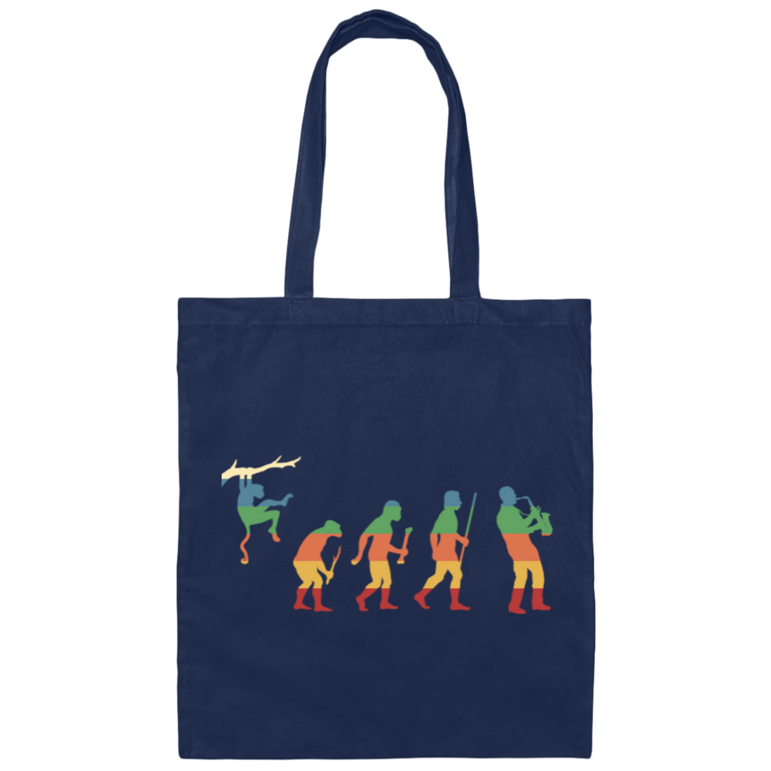 Evolution Saxophone, Music Lover, Jazz Musician, Instrument Vintage Canvas Tote Bag