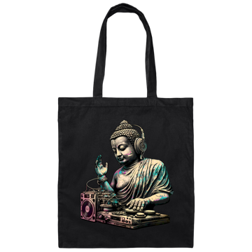 Buddha Gift, Best Buddha, Buddha Do DJ, Buddha Is A DJ, Buddha Lover, Love Music Canvas Tote Bag