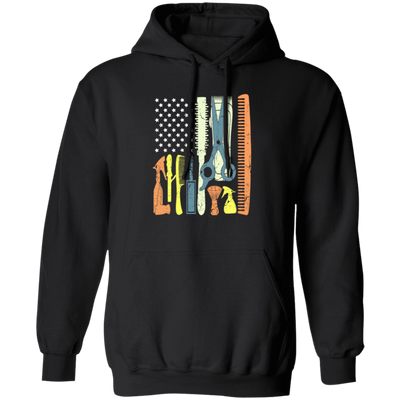 Patriotic Hair Stylist, Haircutter Gift, Barber Day USA, American Barber Pullover Hoodie