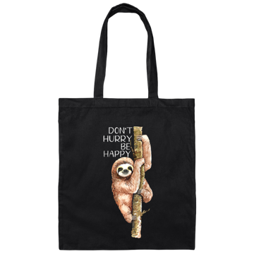 Funny Sloth Dont Hurry Be Happy Sloth Zip Gift Canvas Tote Bag