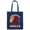 All Dogs Are Cool But Poodles Ryle, Dog Paw, Retro Poodles Canvas Tote Bag
