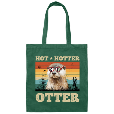 Hot Love Gift, Hotter Gift Retro, Seal Lover, Vintage Hot Otter Canvas Tote Bag