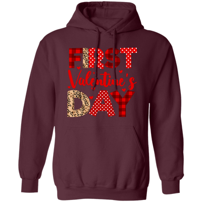 First Valentine's Day, Cute Valentine, Heart Pattern Pullover Hoodie