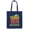 Hawaii 1974 Gift, Vintage 1974 Limited Gift, Retro 1974, Tropical Style Canvas Tote Bag