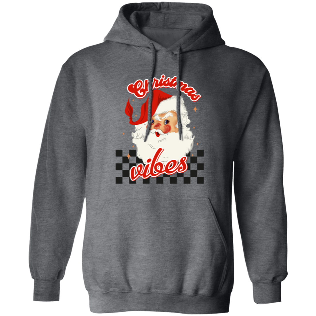 Christmas Vibes, Groovy Xmas, Cute Santa, Santa Face, Merry Christmas, Trendy Christmas Pullover Hoodie