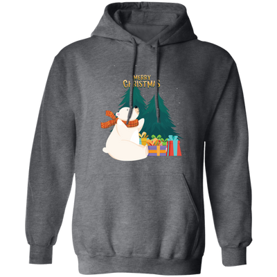 Cute Bear In Christmas, White Bear, Snow Bear, Merry Christmas, Trendy Christmas Pullover Hoodie