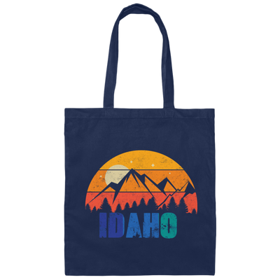 Retro Vintage Idaho With Mountain And Forest Canvas Tote Bag