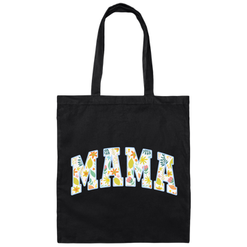 Mama Gift, Floral Mama, Mama Varsity, Mama Design, Mother's Day-blue Canvas Tote Bag